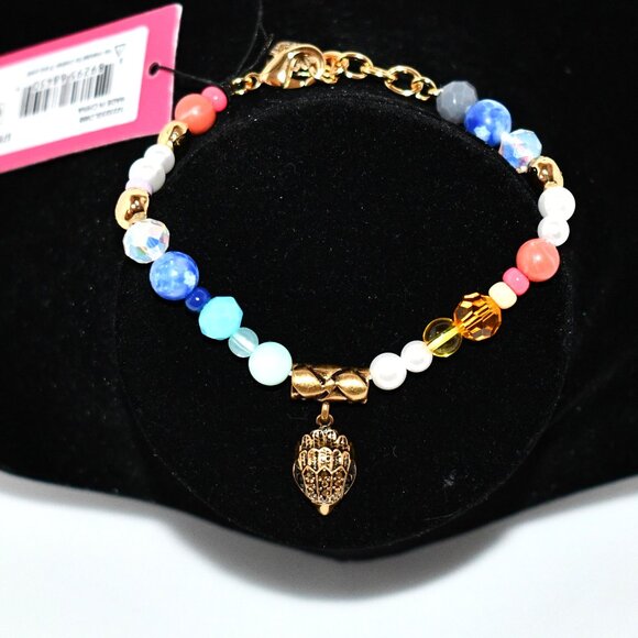 Kurt Geiger London Signature Eagle Charm Beaded Line Bracelet #518210BRS440 NWT - Picture 1 of 4